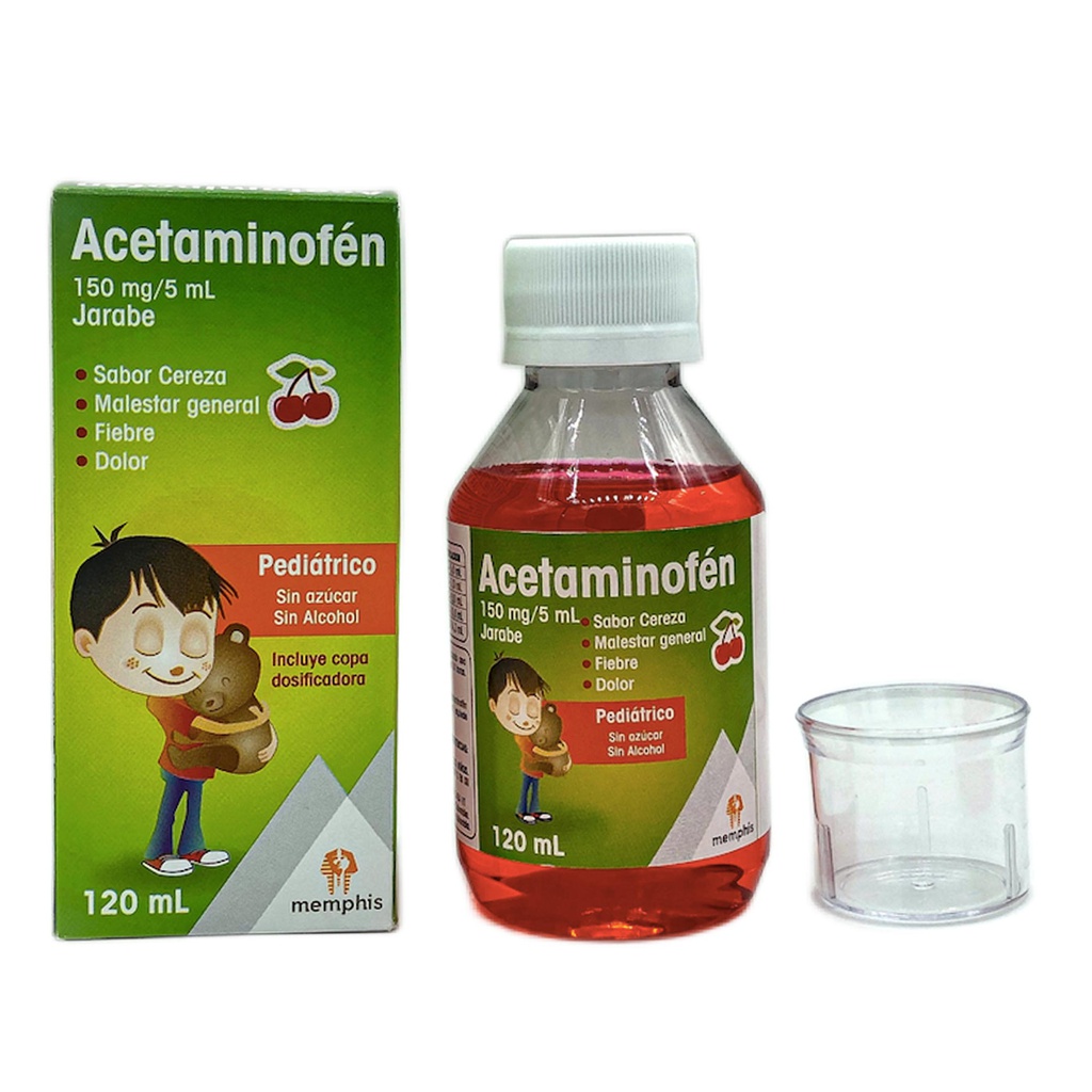 Acetaminofen 150mg/5ml Jarabe Pediatrico Frasco x 120ml (Memphis)