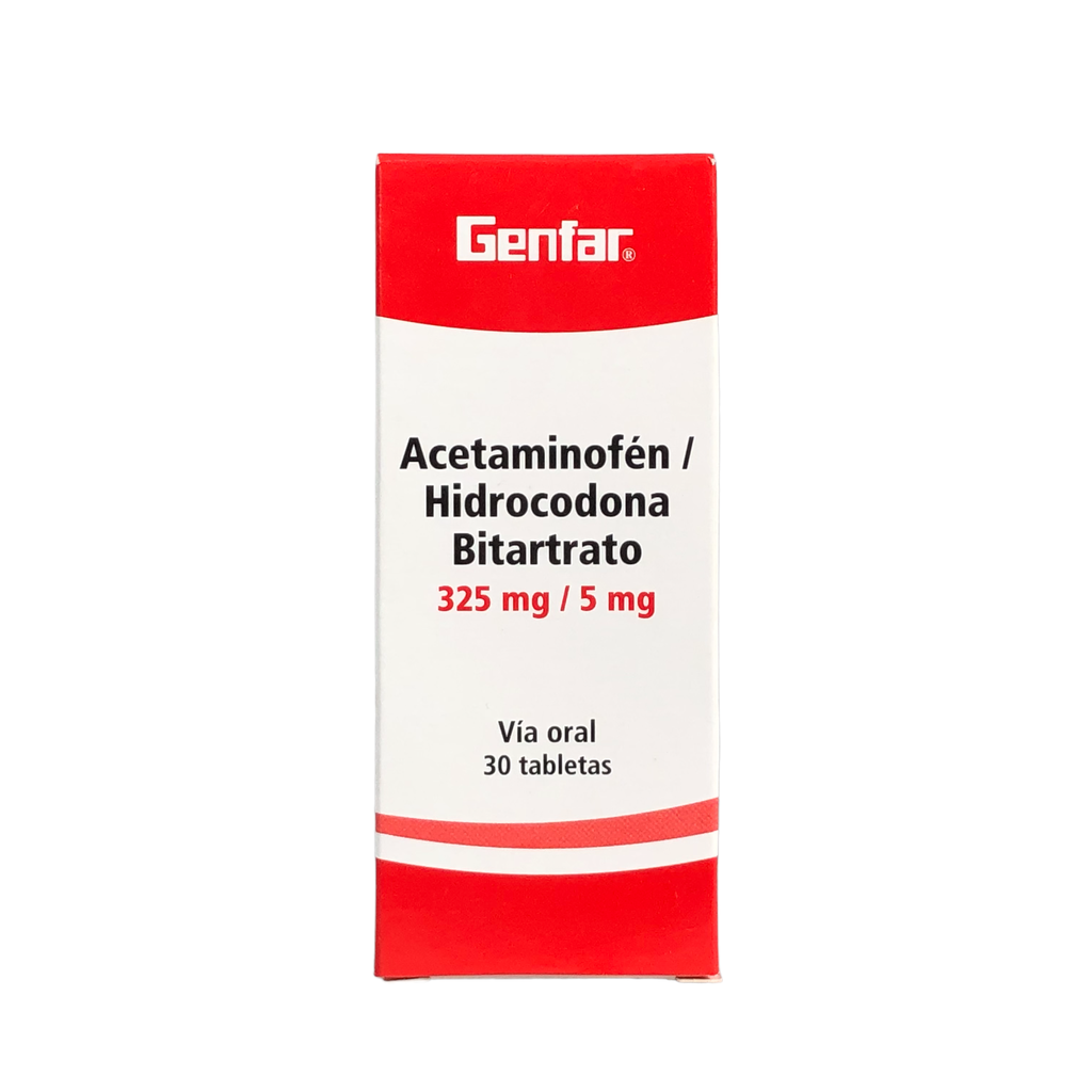 Hidrocodona + Acetaminofen 5+325Mg Tableta x 30 und (Genfar)